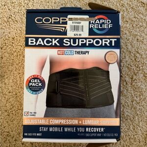 NWT Copper Fit Black Back Support